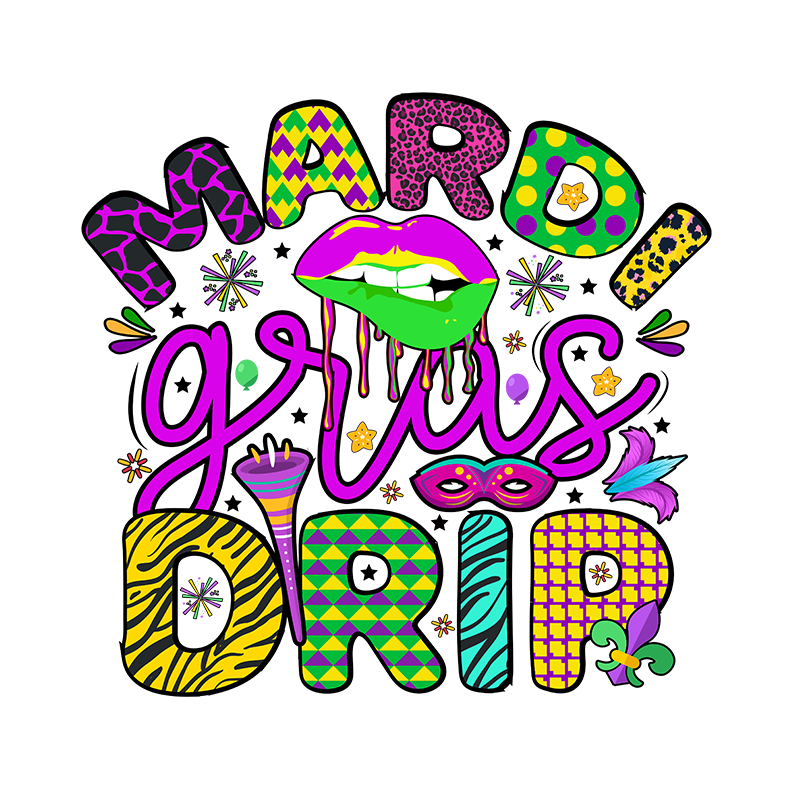 mardi gras dtf transfer designs