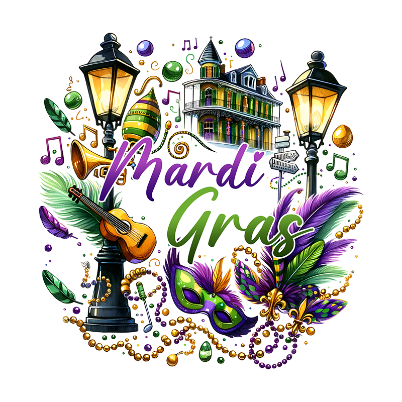 mardi gras dtf transfer designs